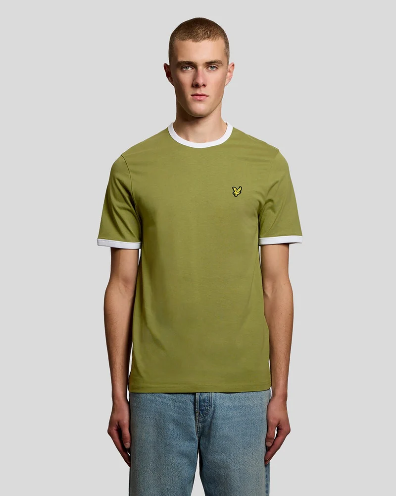 Lyle & Scott Herr Ringer T-shirt | Buskgrön Vit