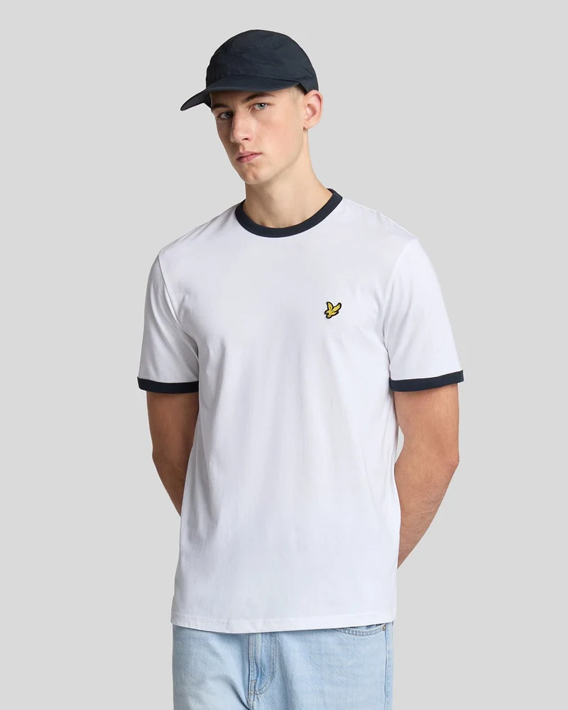 Lyle & Scott Herr Ringer T-shirt | Vit Mörk Marinblå