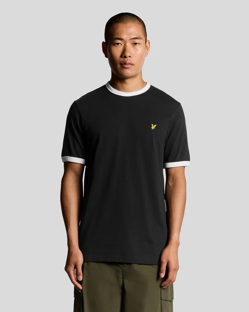 Lyle & Scott Herr Ringer T-shirt | Kolsvart Vit