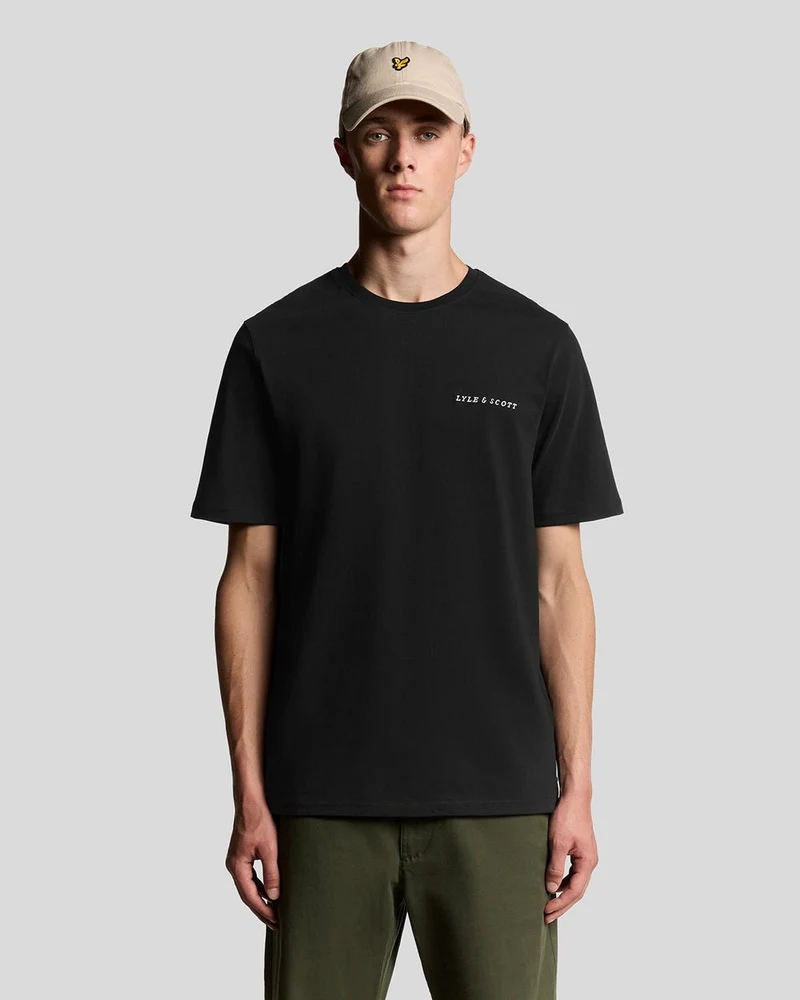 Lyle & Scott Herr T-shirt i linneblandning med raglanmönster | Kolsvart