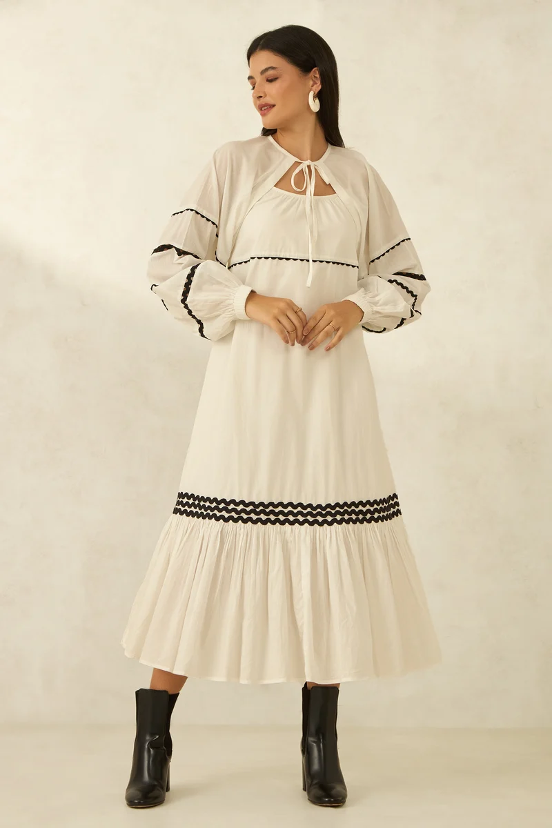 Beuren|100% Cotton Shrug With Puff Sleeves