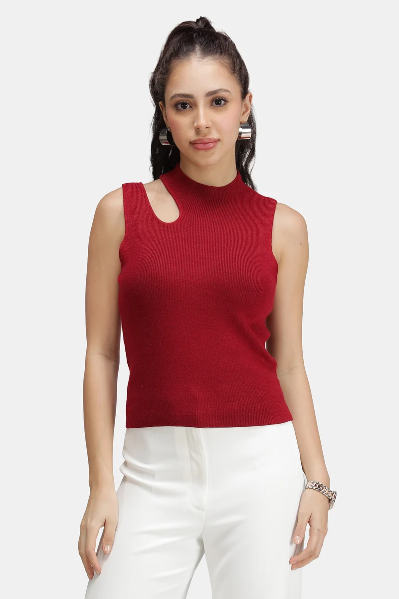 Bodhi|Viscose Asymmetric Cut-Out Flat Knit Tank