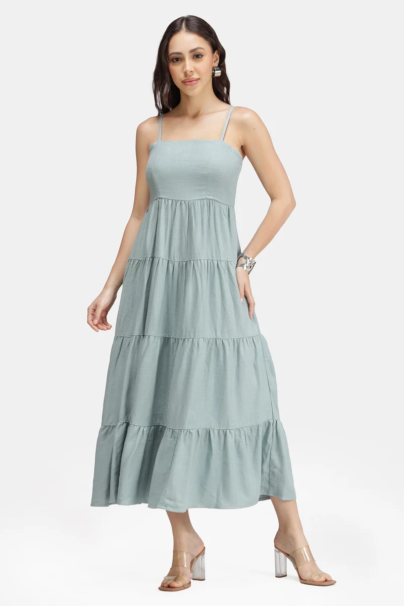 Grecia|Linen Strappy Maxi Sleeveless Dress