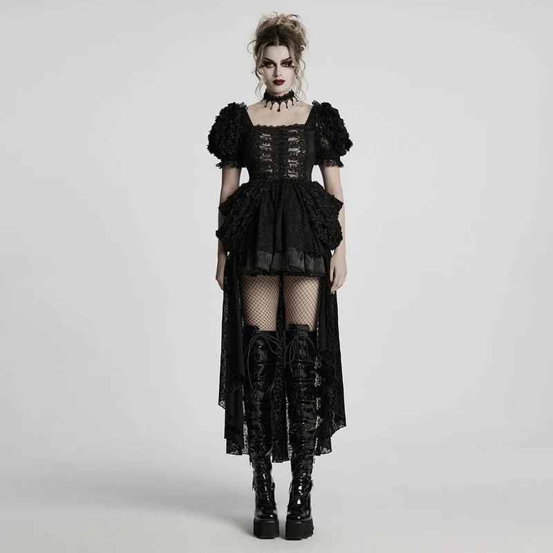 Dam Lolita Puffärm Layered Hög/låg balklänning