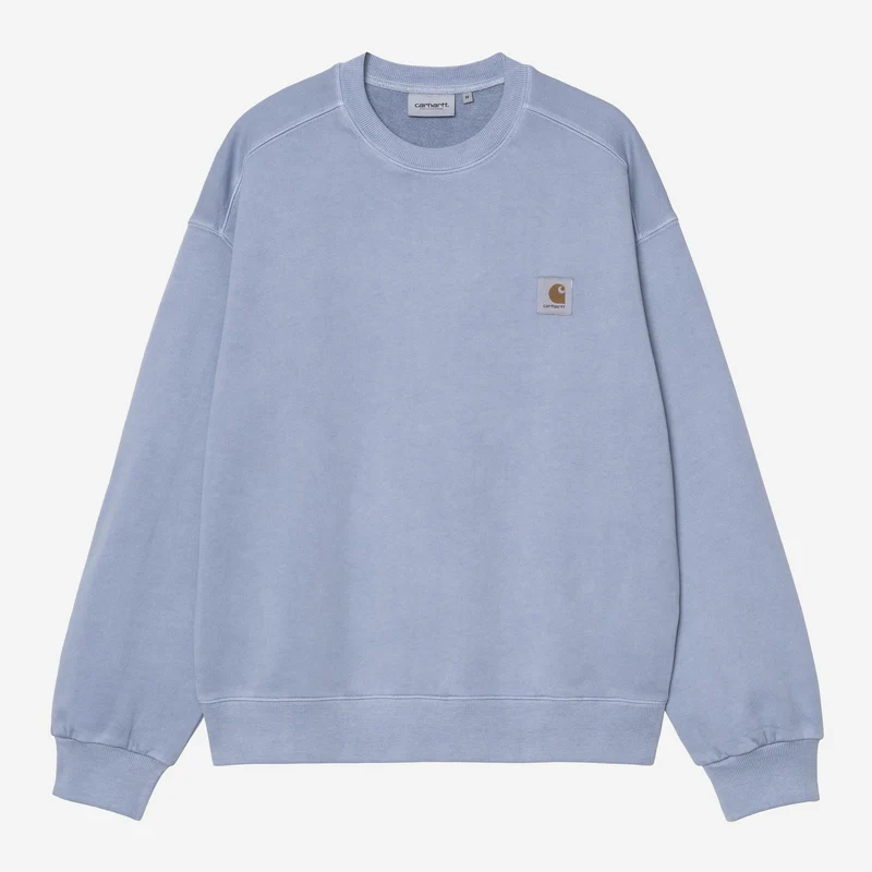 Carhartt WIP Nelson Sweatshirt för män | Mjukt blå, garmentfärgad