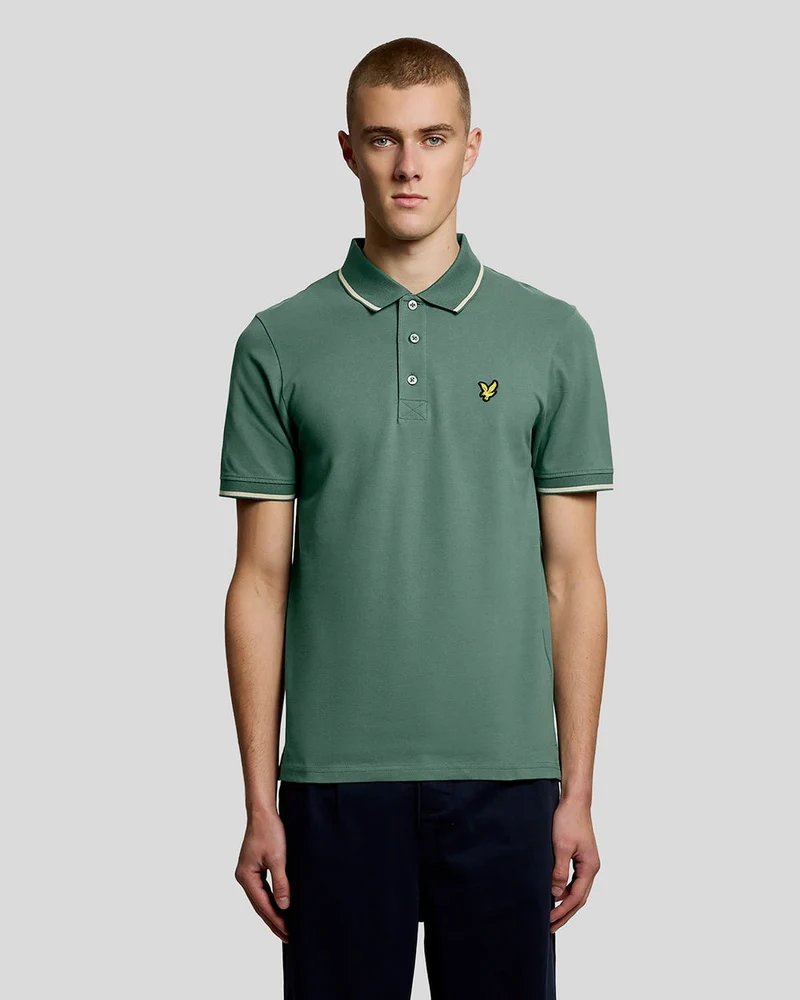 Lyle & Scott Herr pikétröja med spets | Everglade Wheat