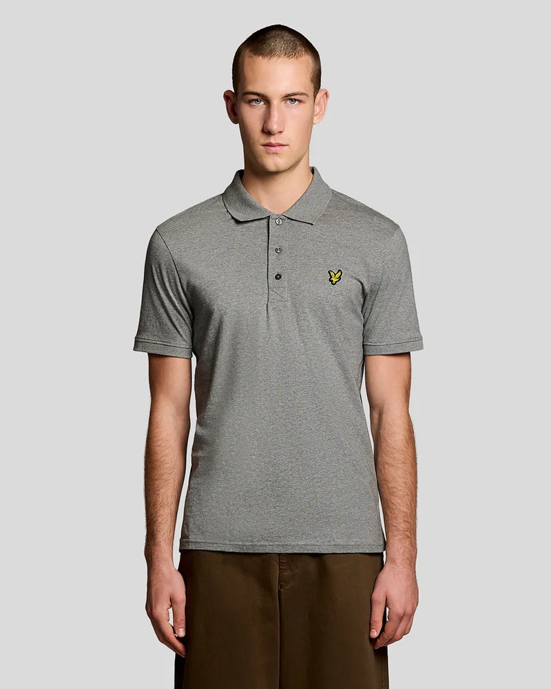Lyle & Scott Herrpolo i bomullsjersey | Mellangrå melerad