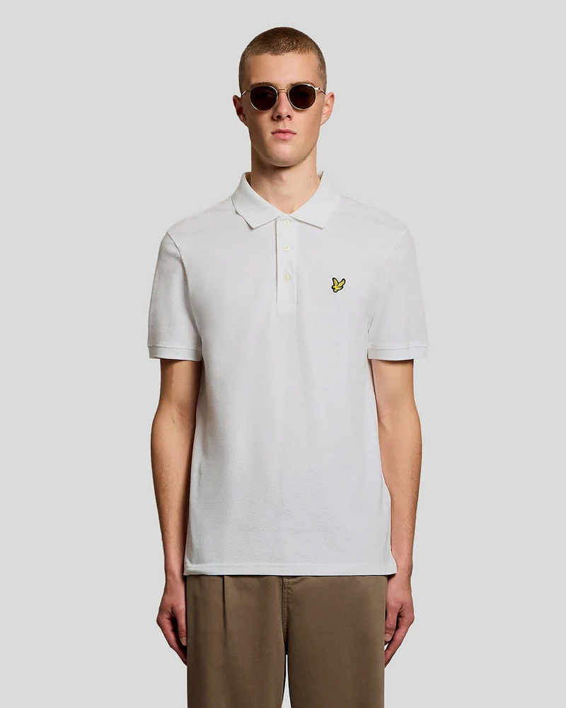 Lyle & Scott Herrpolo med texturerad jacquard | Vit