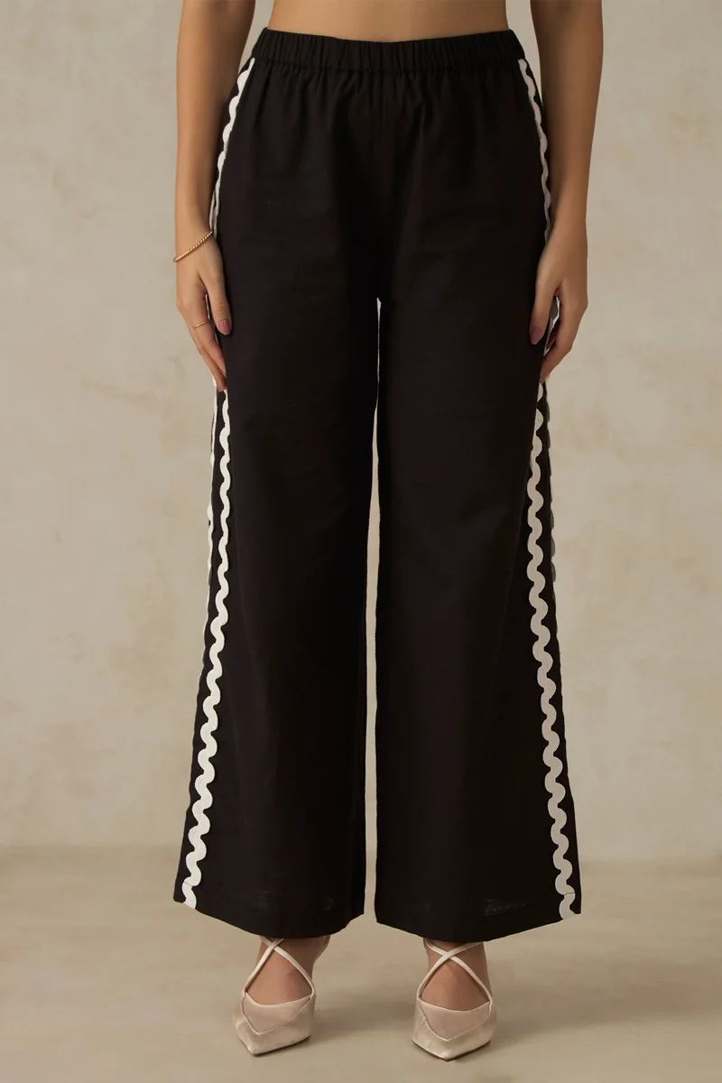 Faith Pants|100% Cotton Black Flared Pants