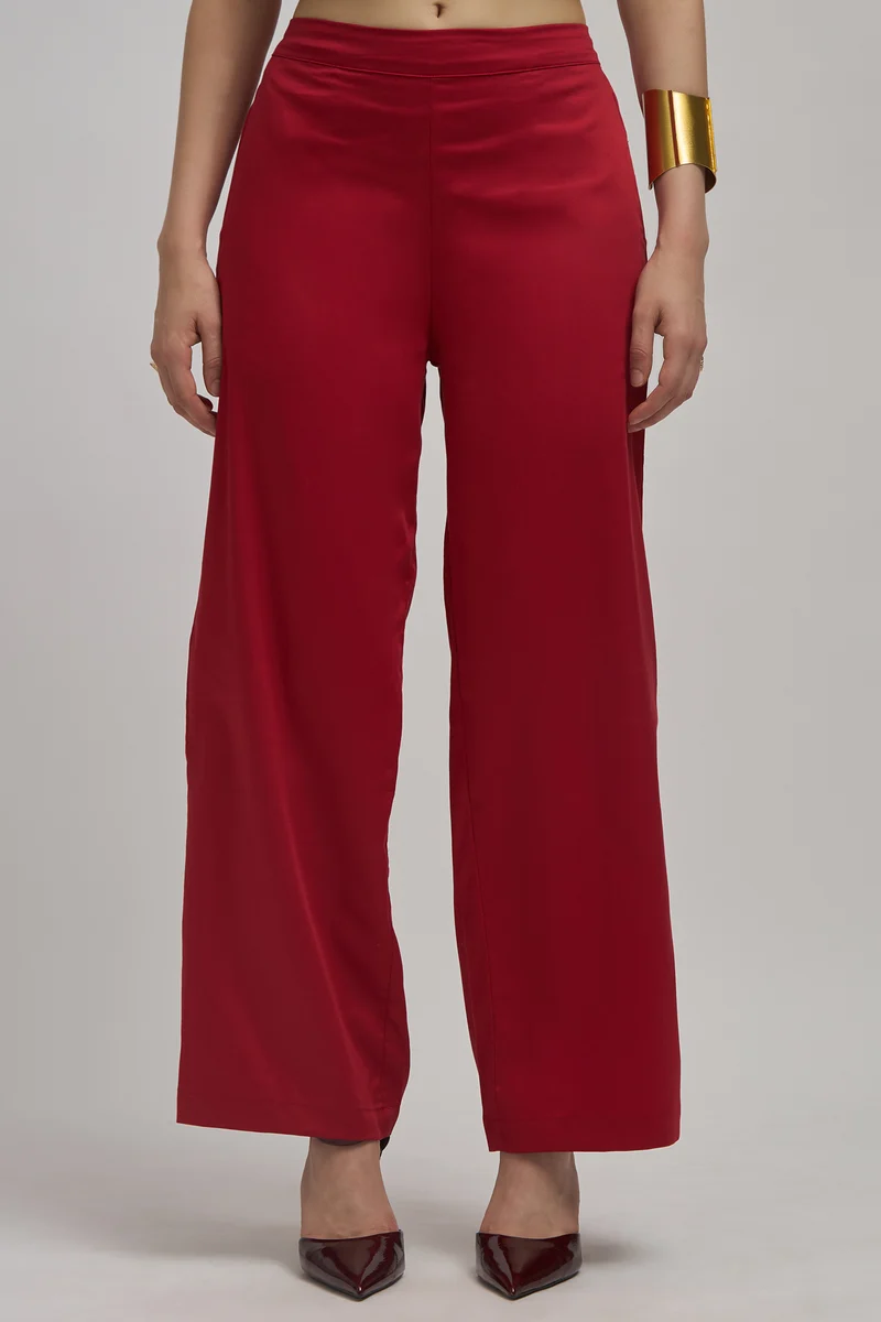 Linda Pants|Cotton Stretch High Rise Wide Pants