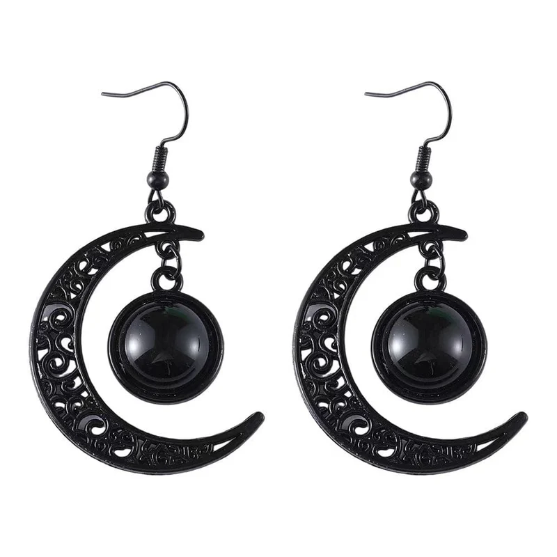 Gothic Black Moon örhängen för kvinnor