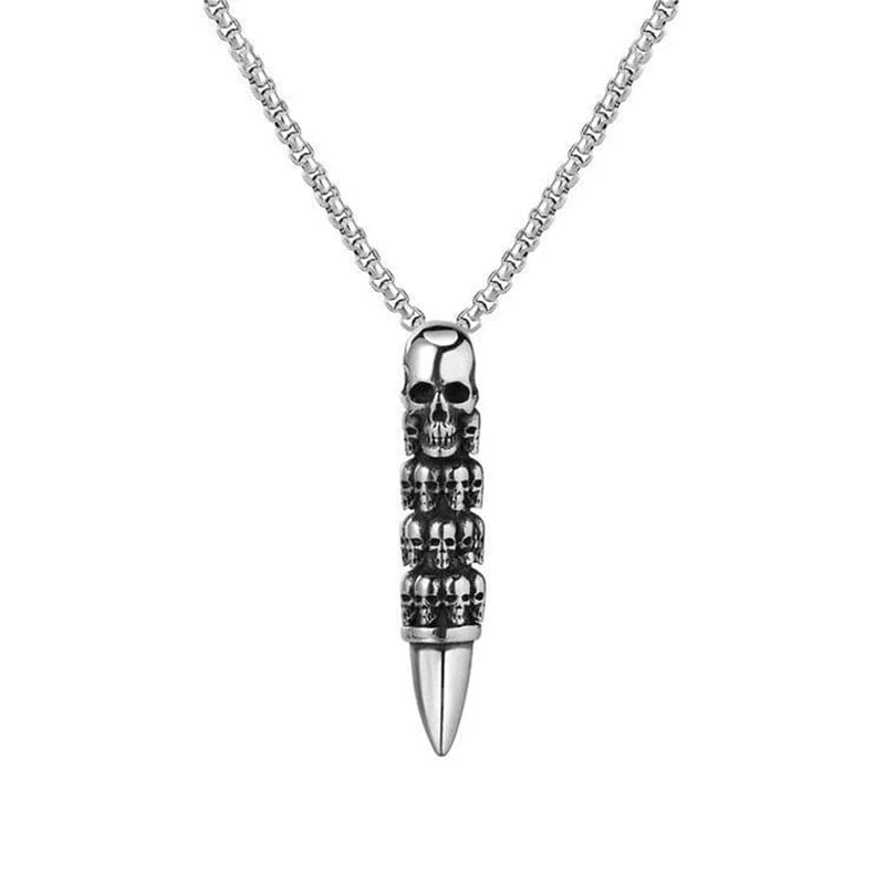 Punk Skull Bullet Halsband för män