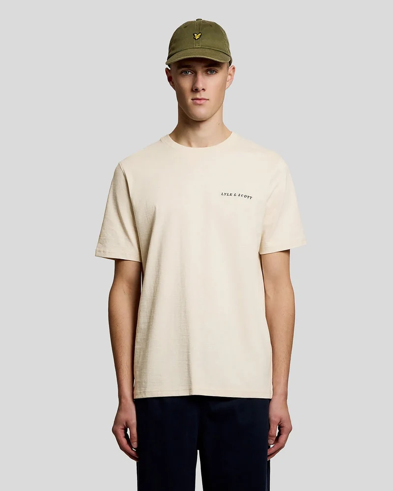 Lyle & Scott Herr T-shirt i linneblandning med raglanmönster | Glass