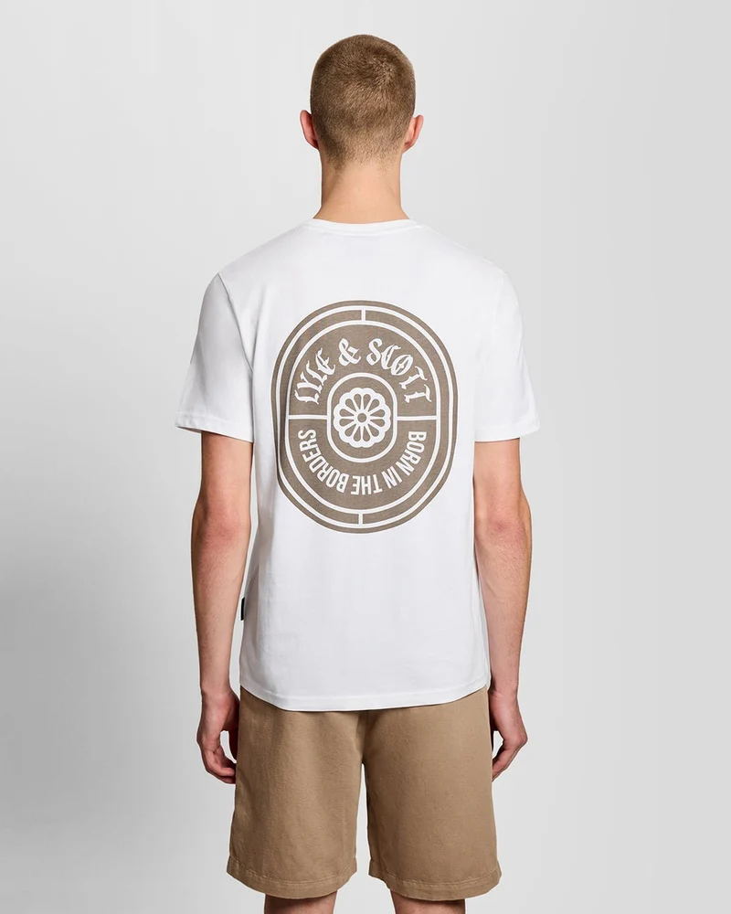 Lyle & Scott Herr T-shirt med Borders Label-motiv | Vit