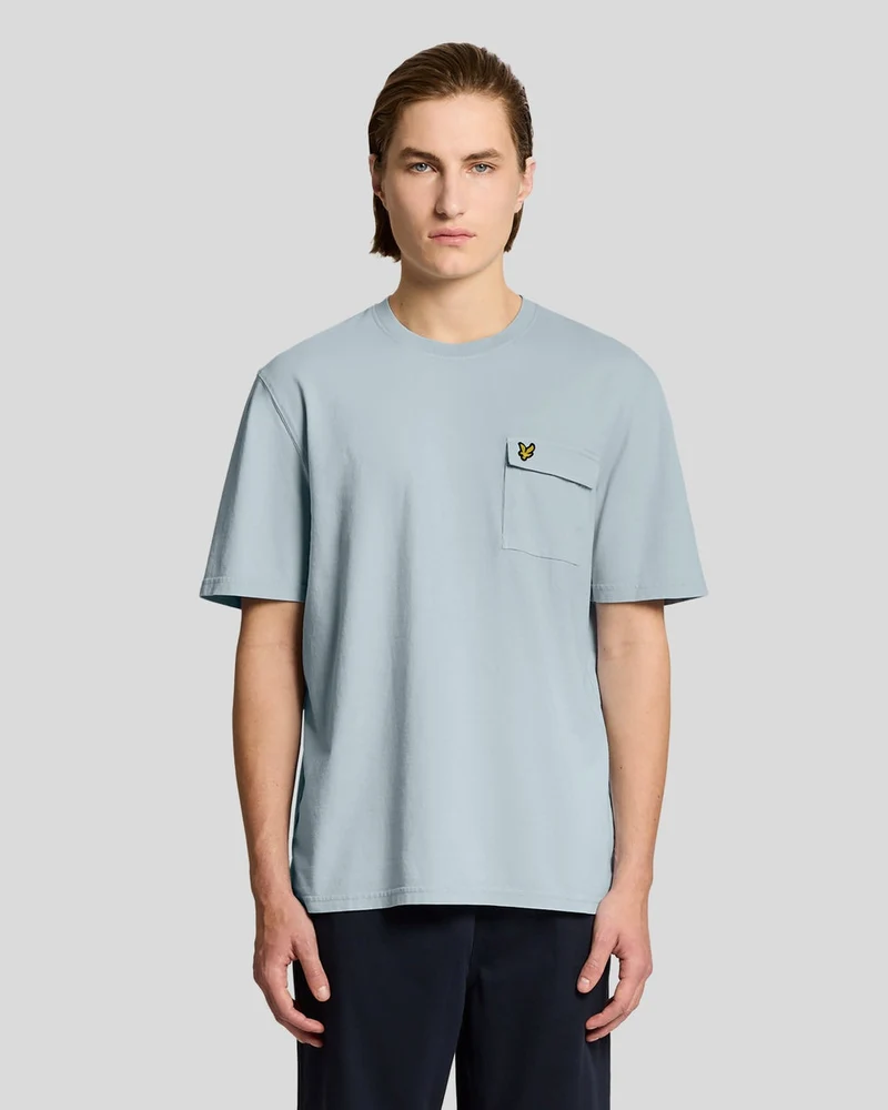 Lyle & Scott Herr T-shirt med cargoficka | Opalblå