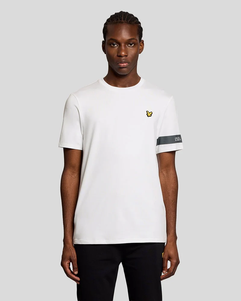 Lyle & Scott Herr-T-shirt med sportärmdetalj | Vit