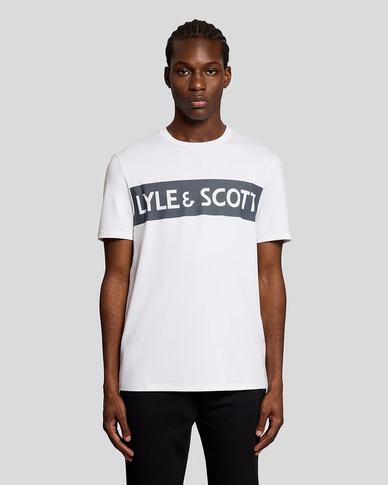 Lyle & Scott Herr Sport T-shirt med Logotyp på Bröstet | Vit