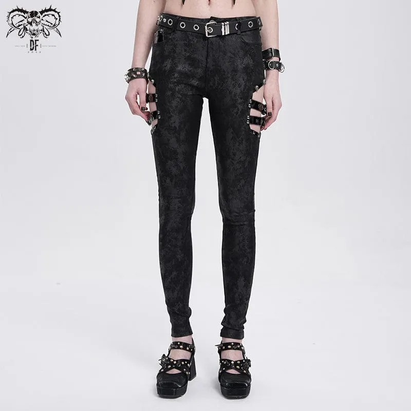 Gothic Cutout Buckles Byxor för kvinnor