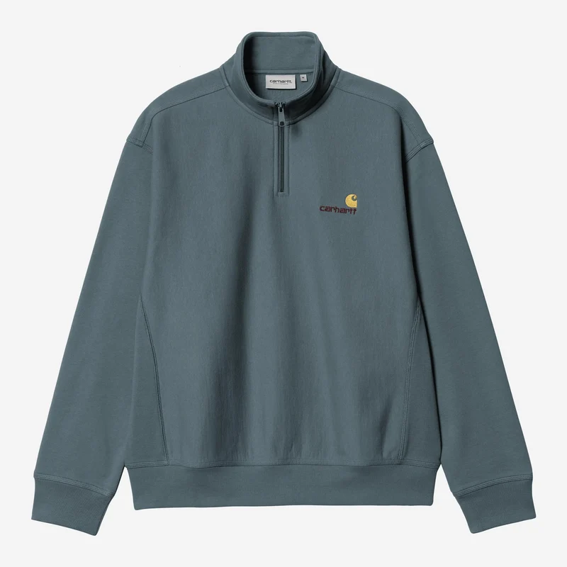 Carhartt WIP Herr Halv dragkedja American Script Träningstopp | Kontorsblå