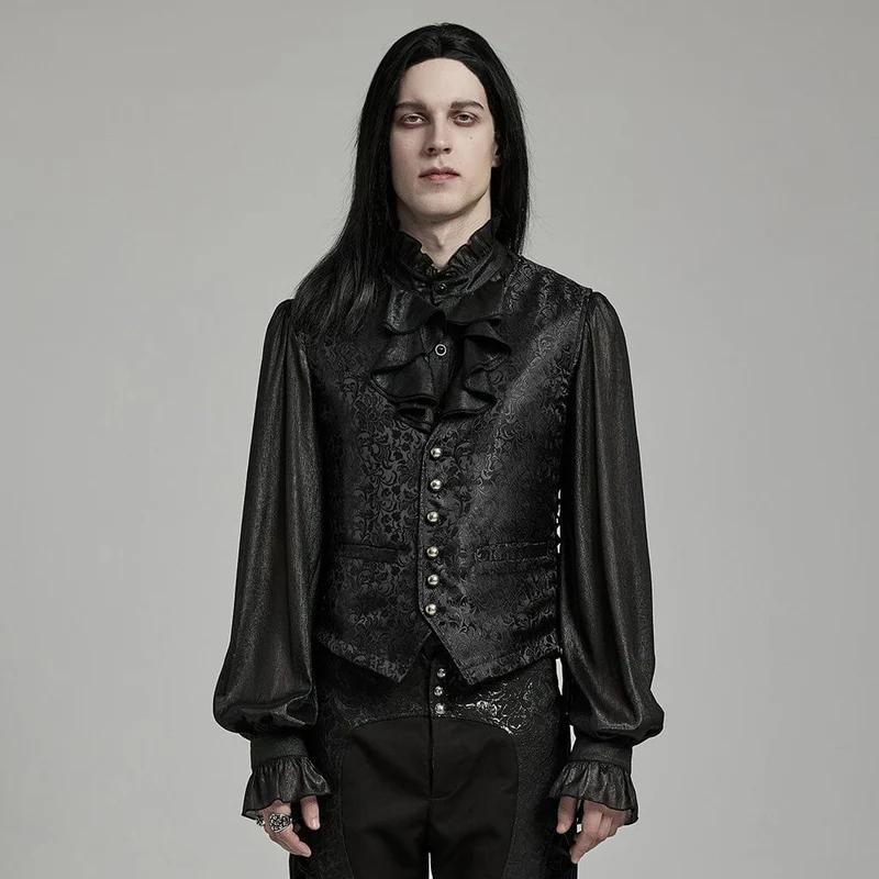 Gothic Floral Jacquard snörningsväst för män