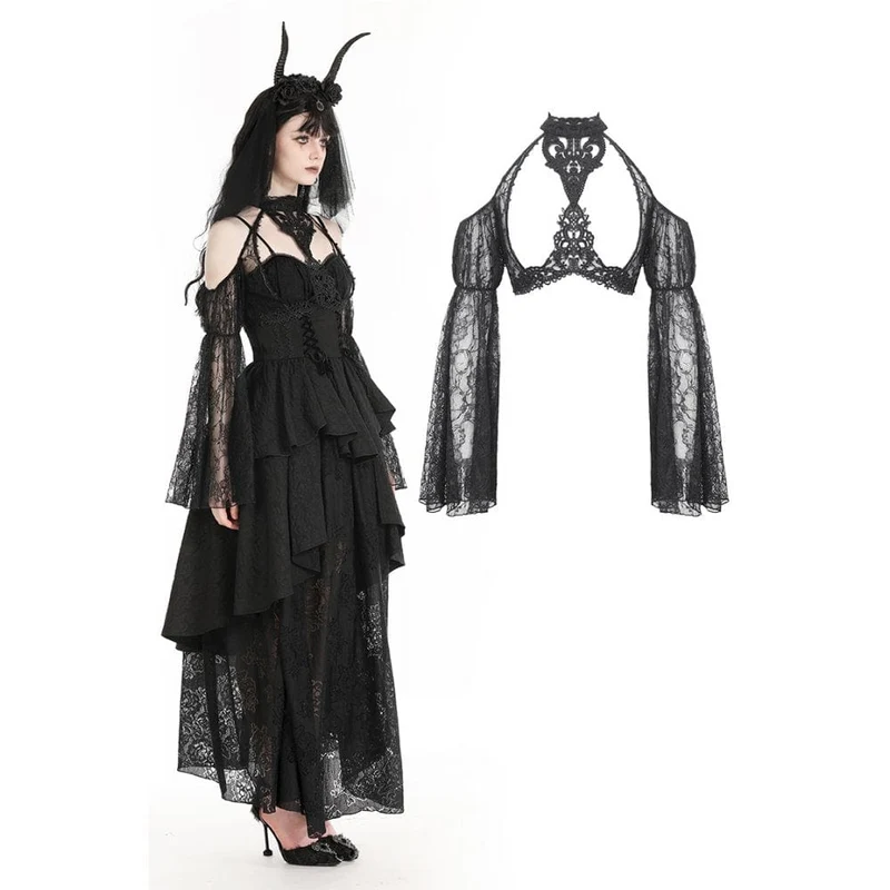 Gothic Off-shoulder Cutout Spetskappe för kvinnor