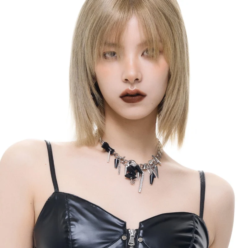 Punk Irregular Zircon Dubbade Choker för kvinnor