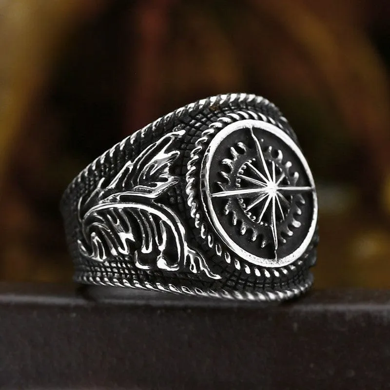 Punk Compass Ring för män
