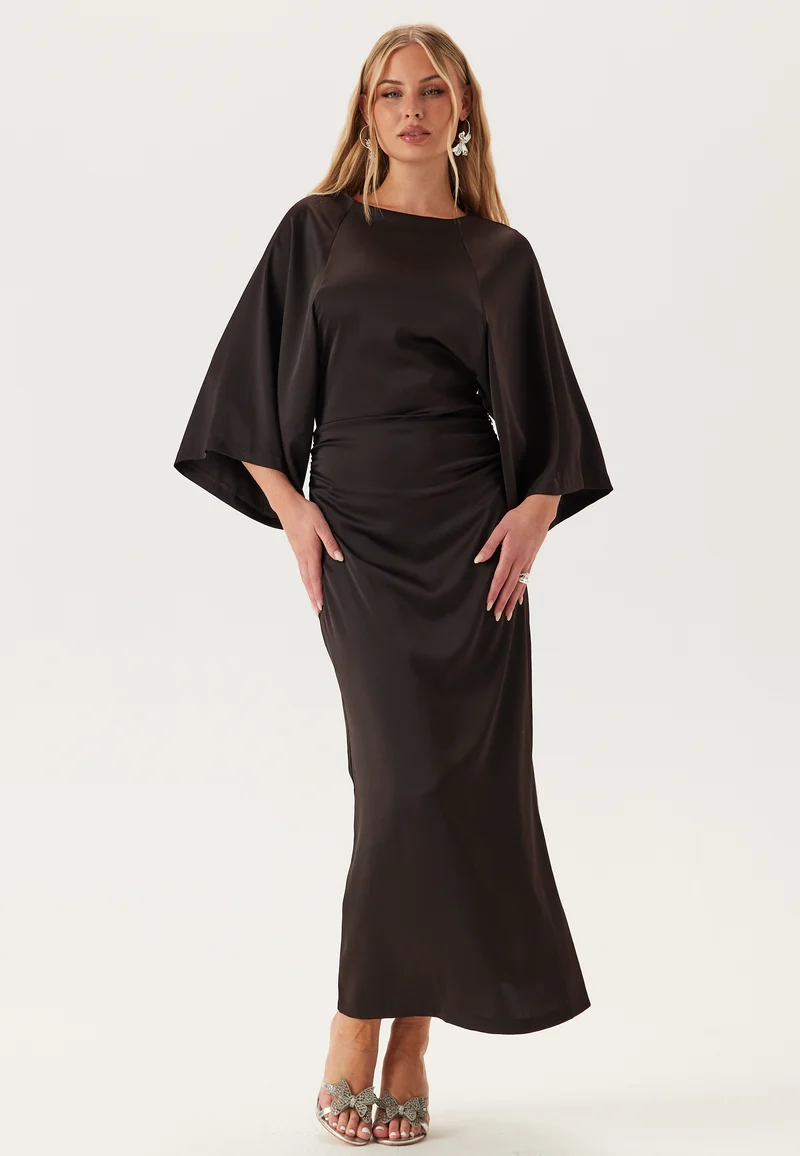 Wide Sleeve Satin Ankle Dress