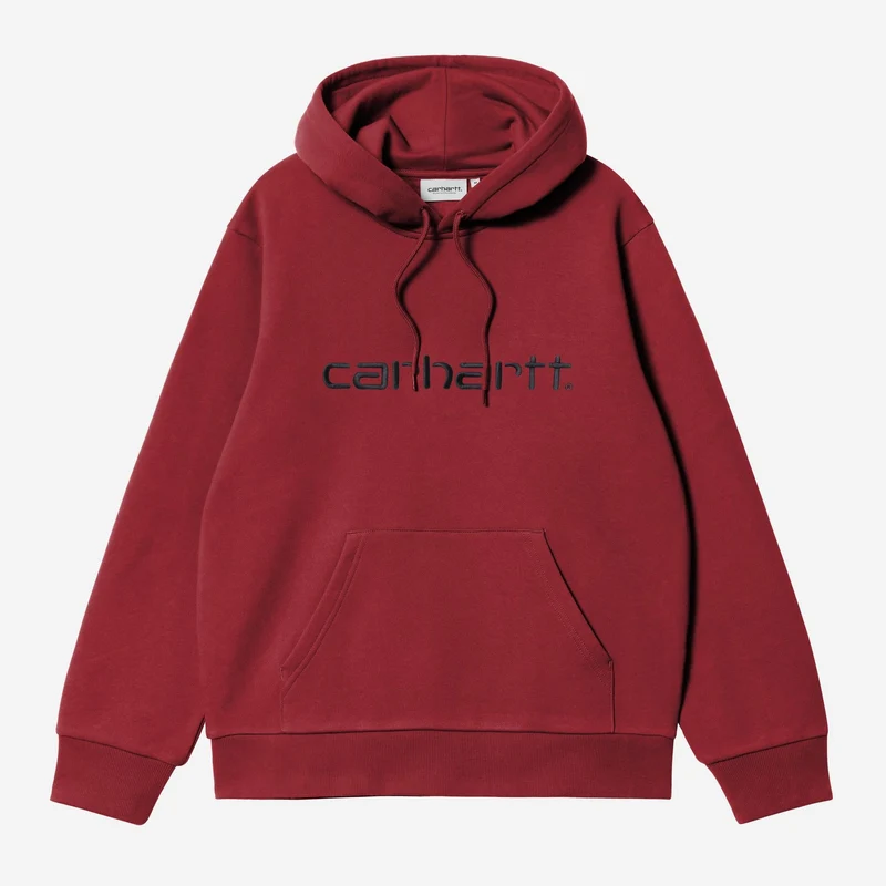 Carhartt WIP Herr Carhartt Hoodie | Scharlakansröd / Grafitgrå