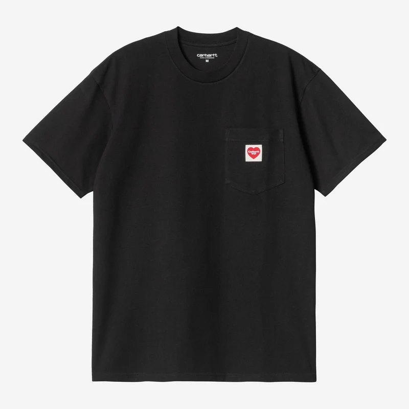 Carhartt WIP Herr T-shirt med hjärtformad ficka | Svart / Röd