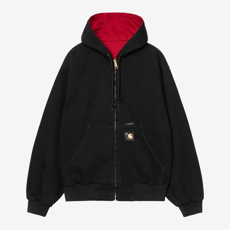 Carhartt WIP Herr OG Active Canvasjacka i 50-årsjubileumsutgåva | Svart / USA-röd