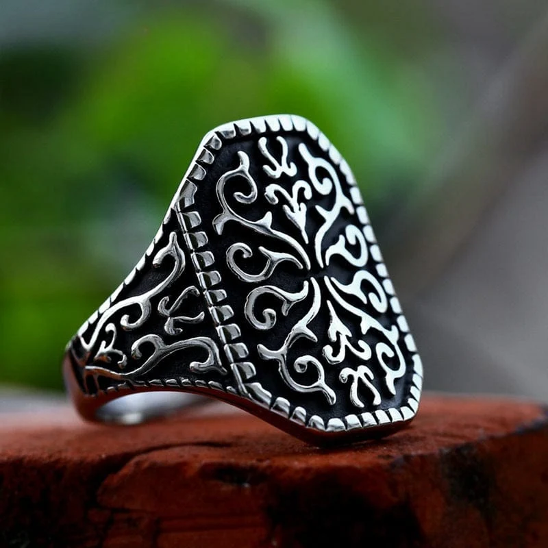 Punk Totem Carving Ring för män