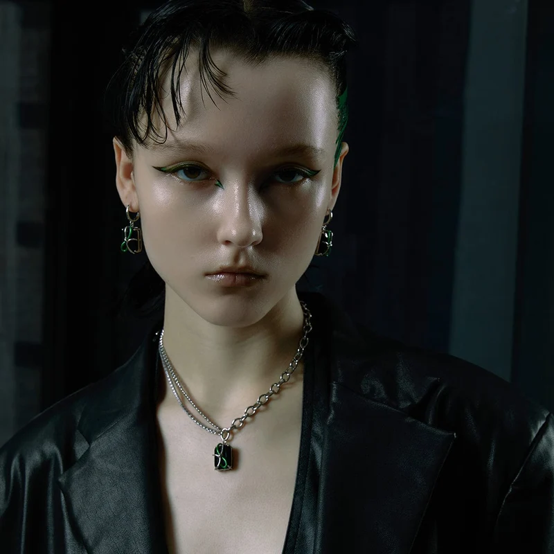 Punk Bowknot Obsidian halsband för kvinnor