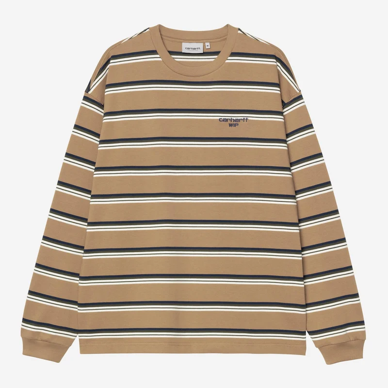 Carhartt WIP Herr Holm Randig Långärmad T-shirt | Jordnöt