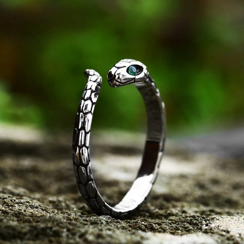 Punk Diamante Snake Open Ring för män