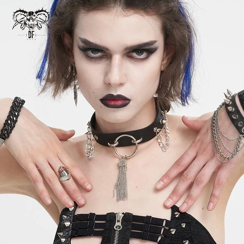Gothic Dubbade Tofsar Kedjechoker för kvinnor