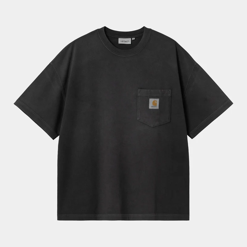 Carhartt WIP Hudson T-shirt med fickor och krittvättad tvätt, svart