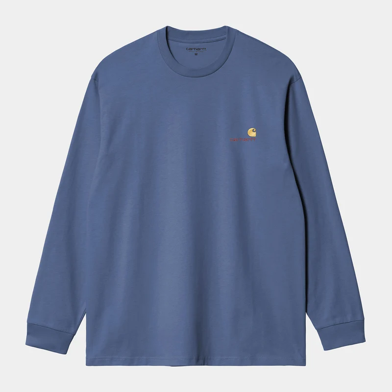 Carhartt WIP Herr American Script Långärmad T-shirt | Blå Iris