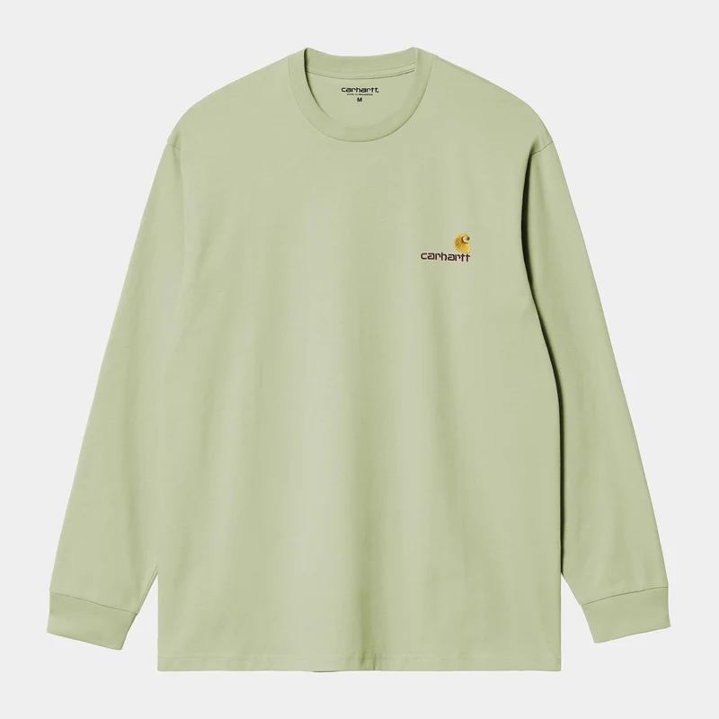 Carhartt WIP Herr American Script Långärmad T-shirt | Ljusoliv