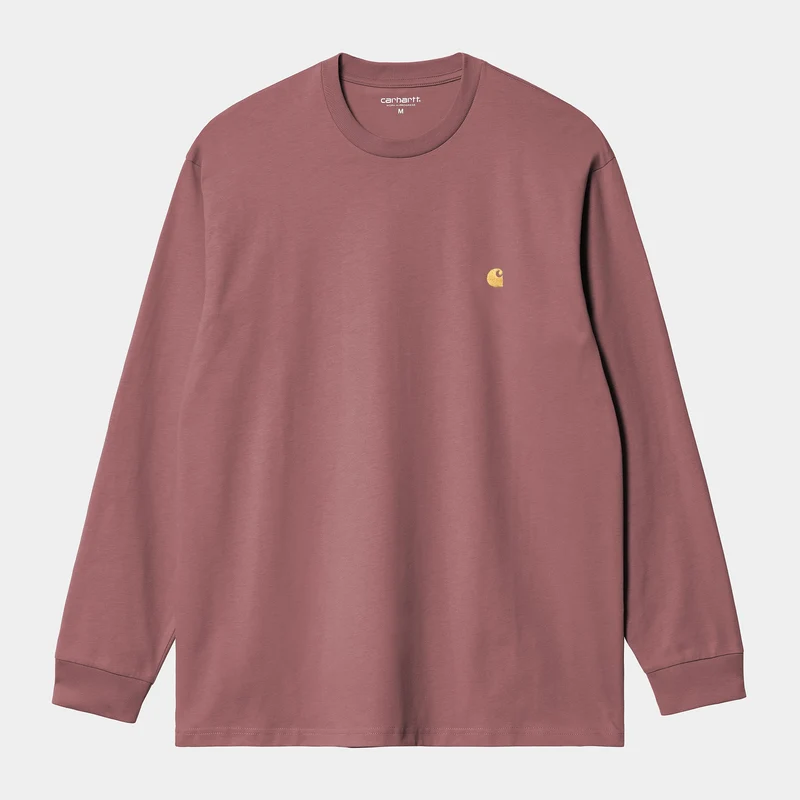 Carhartt WIP Långärmad T-shirt för män, Chase | Dammig rosa