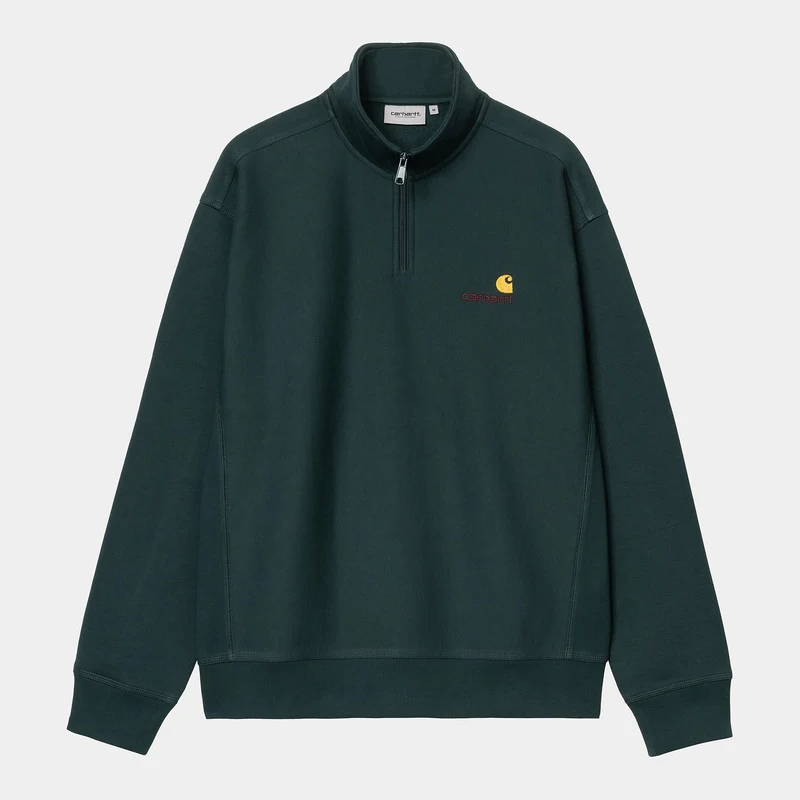 Carhartt WIP Herr Halv dragkedja American Script Träningströja | Deep Lagoon