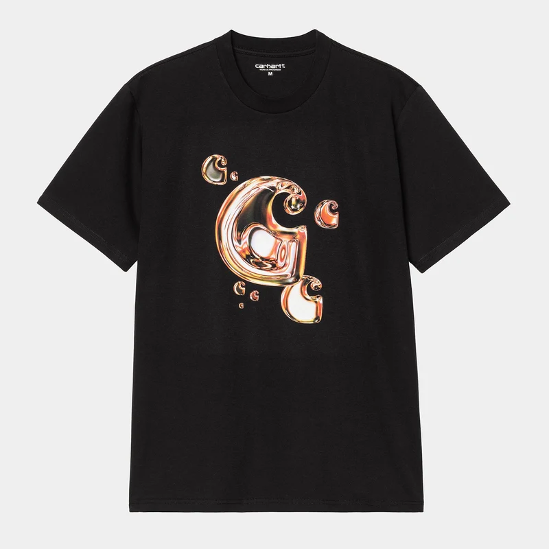 Carhartt WIP Herr T-shirt med Solar Chrome-logotyp och C-logotyp | Svart