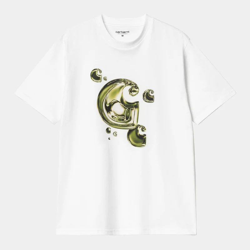 Carhartt WIP Herr T-shirt med Solar Chrome-logotyp och C-logotyp | Vit