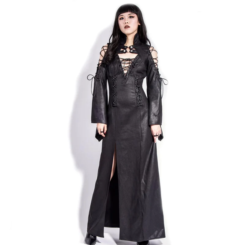 Gothic Strappy Off Shoulder Split Klänning för kvinnor