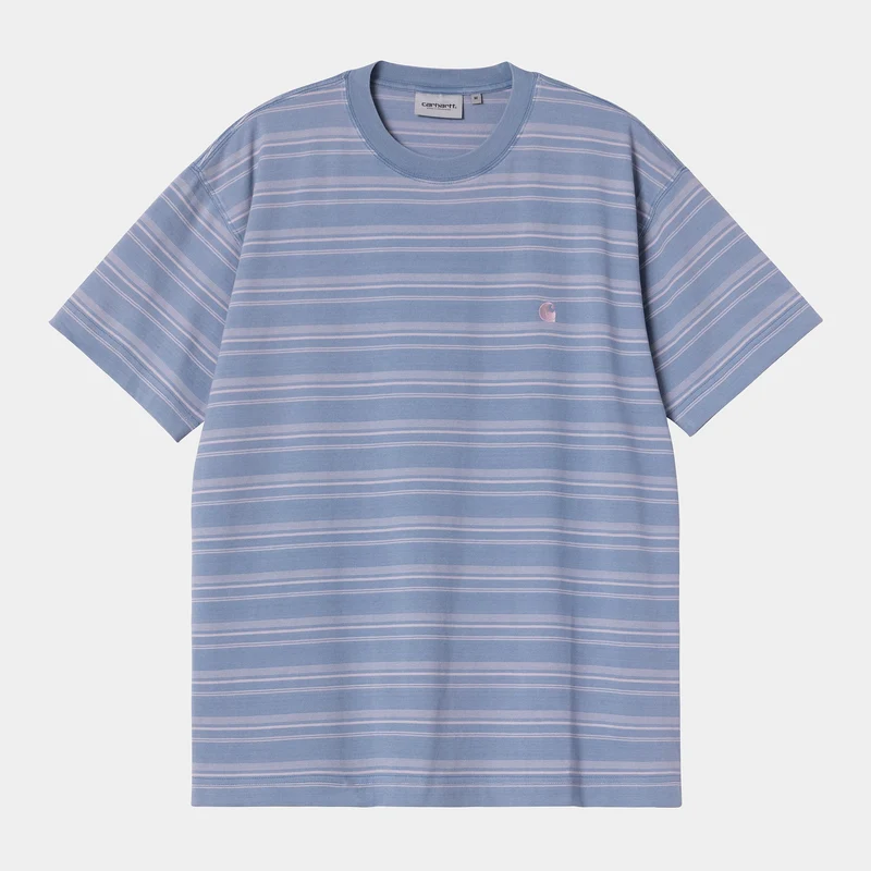 Carhartt WIP Herr Brodine Stripe T-Shirt | Sorrent Indigo Overdye