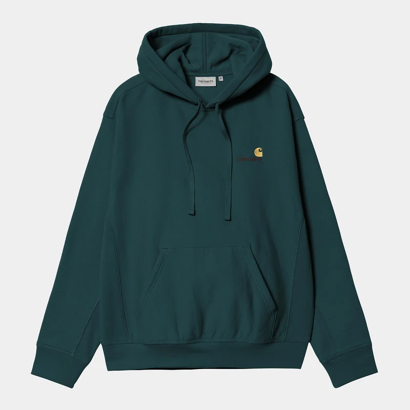 Carhartt WIP Herr American Script Hoodie | Deep Lagoon