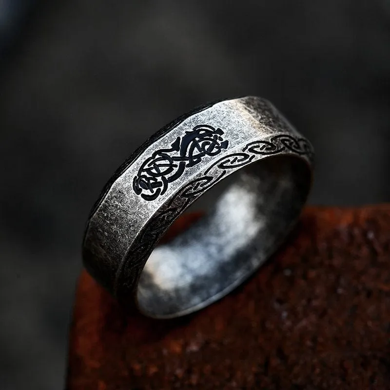 Punk Rune Graverad Ring för män