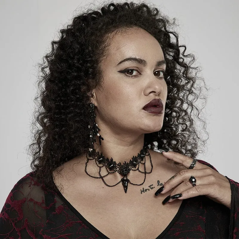 Gothic Vintage Bird Skull Flower Choker för kvinnor