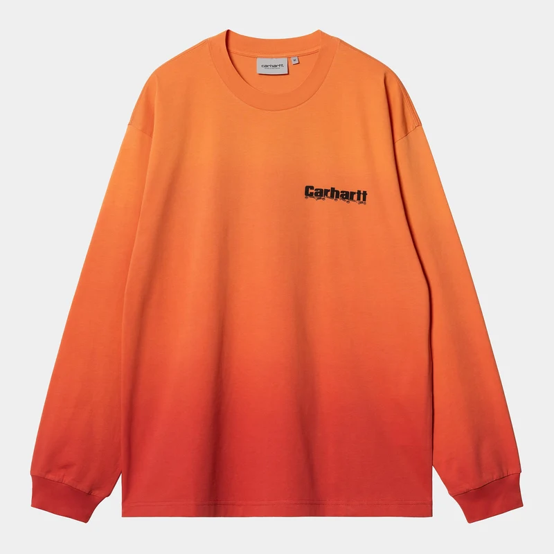 Carhartt WIP Lätt arbets-T-shirt med lång ärm för män | Pumpa-/körsbärsfärgad