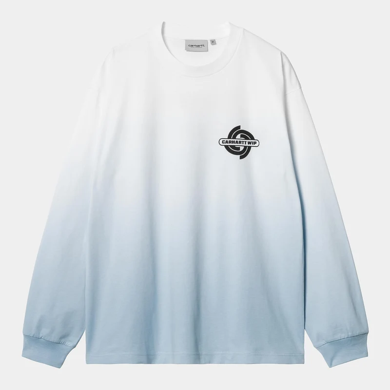 Carhartt WIP Lätt arbets-T-shirt med lång ärm för män | Vit / Blåfågel
